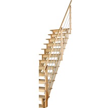 Holztreppe mit Metallgeländer