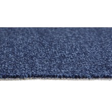 Nahaufnahme eines blauen Teppichs mit Schlingenstruktur.