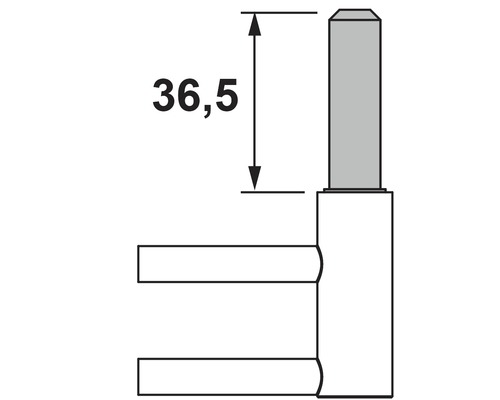 Technische Zeichnung eines Scharniers mit Maßangabe 36,5.