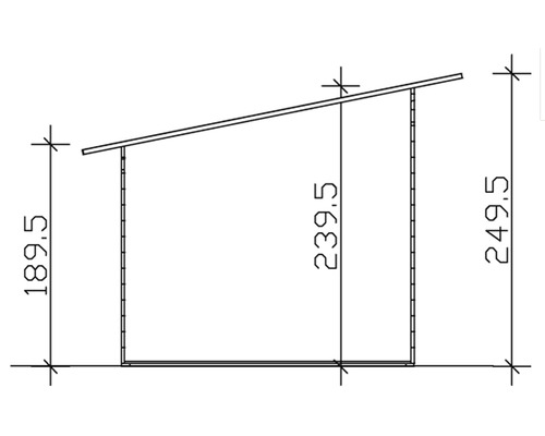 Technische Zeichnung eines Gerätehauses mit Maßangaben