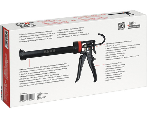 Verpackung einer Kartuschenpistole mit drehbarer Schale