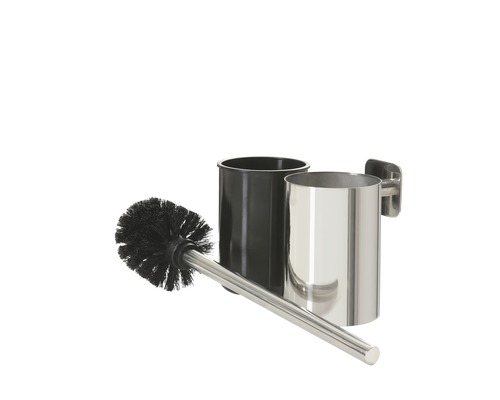 Toilettenbürstengarnitur mit Wandhalterung aus Metall und Kunststoff