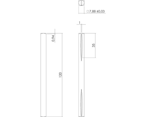 Technische Zeichnung eines Dübels mit Maßangaben