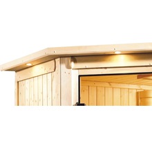 Plug & Play Sauna Karibu Achat III ohne Ofen mit Dachkranz und Holztüre mit Isolierglas wärmegedämmt-thumb-6