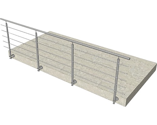 Geländer mit Edelstahlseilen und Handlauf