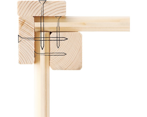 Holzrahmen mit Schrauben befestigt