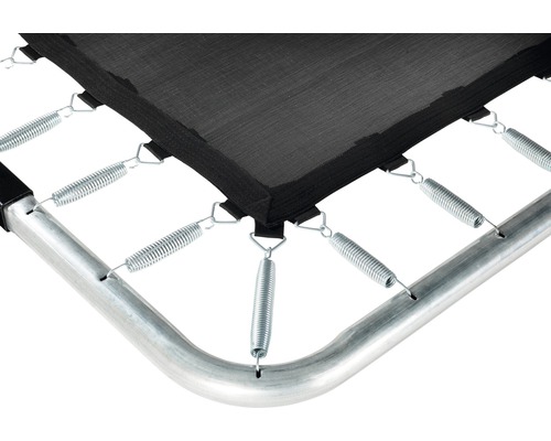 Detailansicht von Trampolinfederung und Rahmen