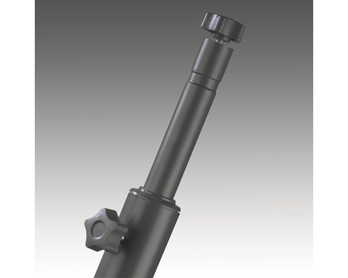 Detailansicht einer Stativstange mit Einstellschrauben