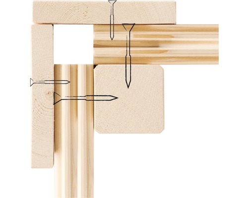 Illustration von Holzkonstruktion mit Schrauben