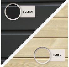 Außen- und Innenansicht von Holzpaneelen