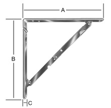 Klappkonsole mit Maßangaben A, B und C.