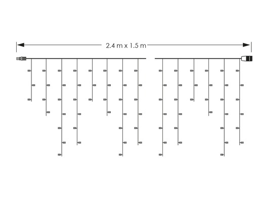 Lichtervorhang mit den Maßen 2,4 Meter mal 1,5 Meter