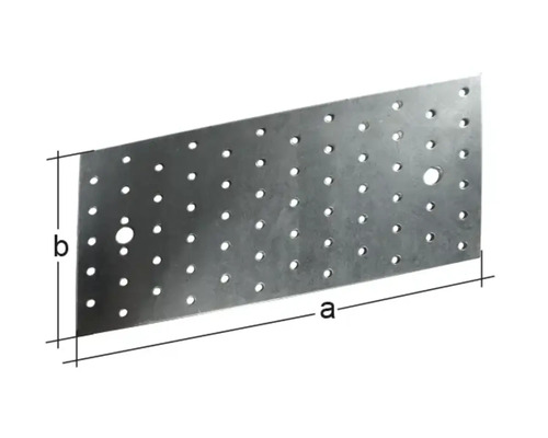 Lochplatte aus Metall mit Größenangaben