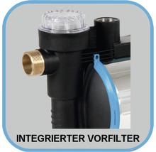 Detailaufnahme einer Wasserpumpe mit integriertem Vorfilter