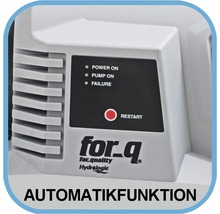 for_q Hydrologic Hauswasserwerk mit Anzeige für Betrieb, Pumpe und Störung sowie Neustartknopf
