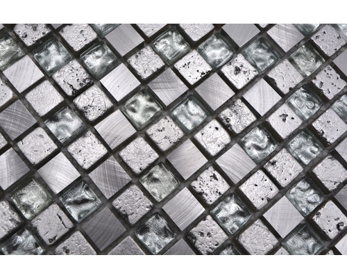 Mosaikfliese aus Glas und Metall