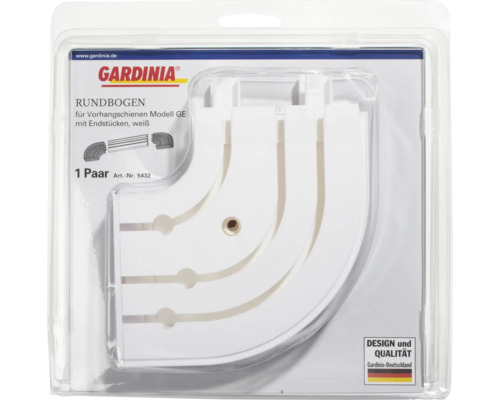 Gardinia Rundbogen für Vorhangschienen Modell GE mit Endstücken, weiß