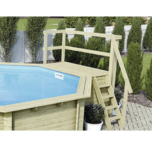 Aufstellpool Holzpool-Set Karibu Classic 2C rund Ø 470x124 cm inkl. Leiter, Bodenschutzvlies, Sonnendeck & 1 Flügel Holz-thumb-12