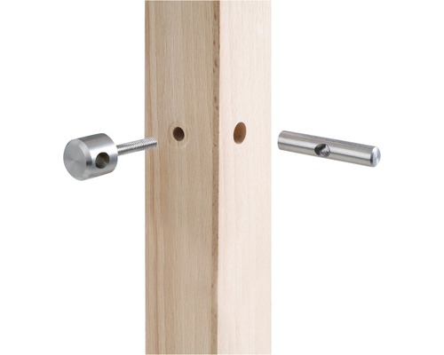 Holzpfosten mit Edelstahlverbindungsstücken