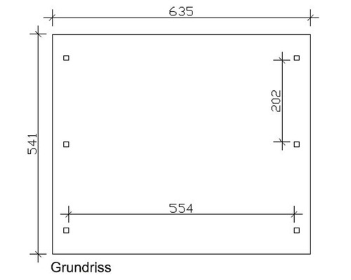 Grundriss mit Maßangaben: 635, 541, 554 und 202