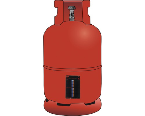 Rote Gasflasche mit Füllstandsanzeige