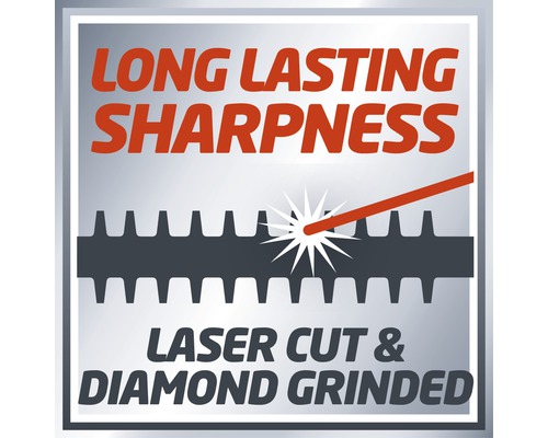 Symbol für langanhaltende Schärfe, Laserschnitt und Diamantschliff