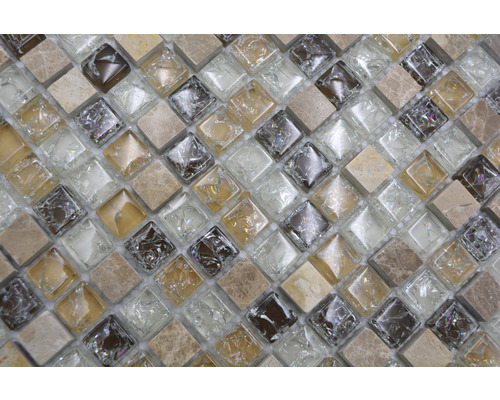 Quadratische Mosaikfliese aus Glas und Stein