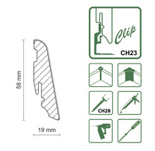 SKANDOR Sockelleiste Eiche grau gekälkt FOEI469 FU60L 19 x 58 x 2400 mm-thumb-2