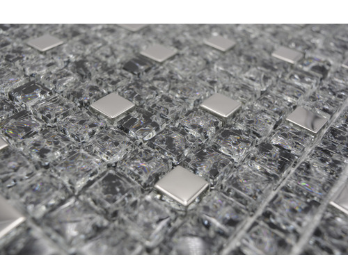 Mosaikfliese aus Glas und Metall