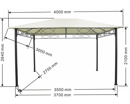 Abmessungen eines Pavillons mit Dach