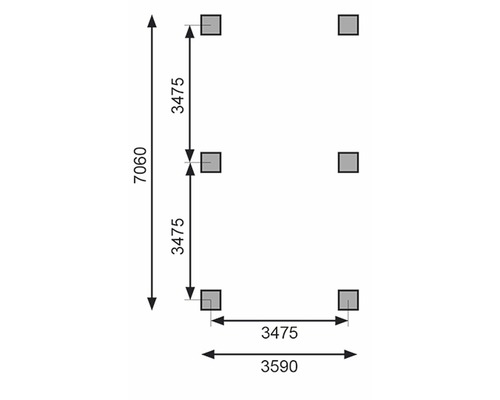 Diagramm mit Maßangaben für ein Fundament