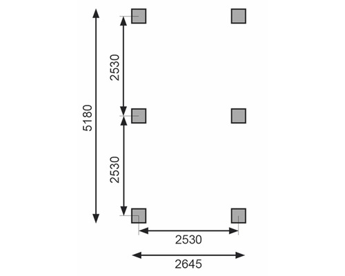 Grundriss mit Maßangaben für ein Gartenhaus