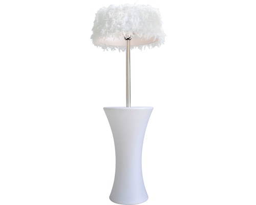 Toilettenbürstengarnitur mit weißem Behälter und Bürste mit Federbesatz