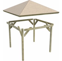 Unmontierter Pavillon mit Holzdach und Holzrahmen