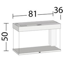 Illustration eines Aquariums mit Größenangaben