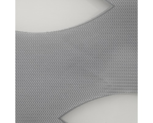 Detailaufnahme eines grauen, transparenten Stoffpaneels mit gewebter Textur