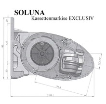 SOLUNA Kassettenmarkise Exclusiv 2,5x2 Stoff Dessin 320180 Gestell RAL 7016 anthrazitgrau Antrieb rechts inkl. Motor und Wandschalter-thumb-8