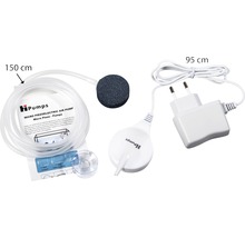 iPumps Micro Piezoelektrische Luftpumpe mit Zubehör für Aquarien, inklusive Schlauch, Ausströmerstein, Saugnapf und Netzteil