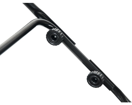 Detailaufnahme von Bein mit Einstellschrauben.