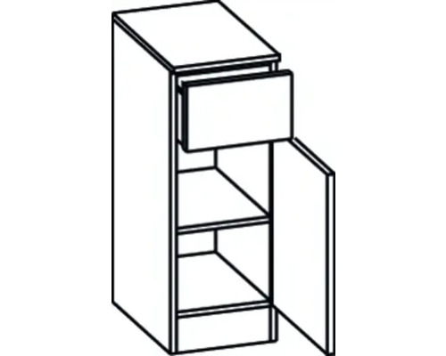 Illustration eines Unterschranks mit Schublade und Tür