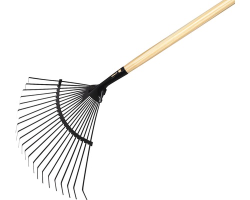 Laubbesen mit Holzstiel und Metallzinken