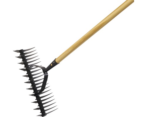 Gartenrechen mit Holzstiel und Metallzinken