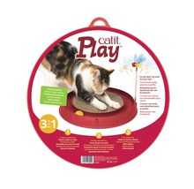Katzenspielzeug Catit 3in1 mit Kratzbrett und Spielzeug rot, ca. 38 x 35 x 45 cm