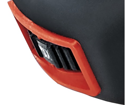 Detailaufnahme Belüftungsschlitz an einem Schutzhelm.