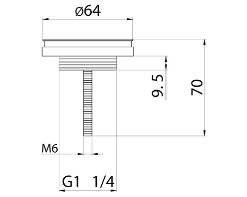 Technische Zeichnung eines Ventils mit Maßangaben