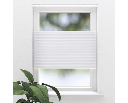 SOLUNA Wabenplissee mit Wand-/Deckenbefestigung thermo weiß 40x130 cm Weißes Plissee am Fenster zur Beschattung und als Sichtschutz