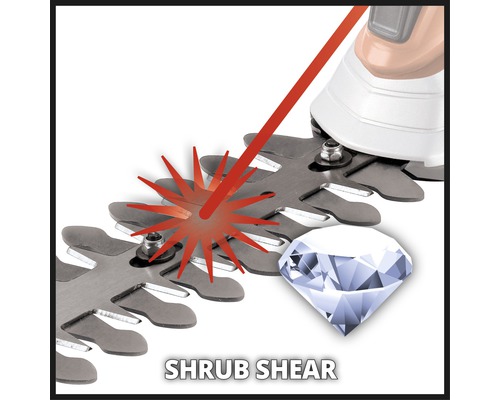 Strauchschere mit Laserstrahl und Diamanten