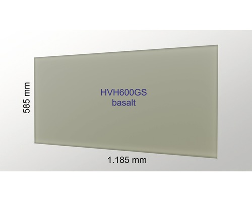 Basaltfarbene Küchenrückwand mit den Maßen 585 mm mal 1185 mm