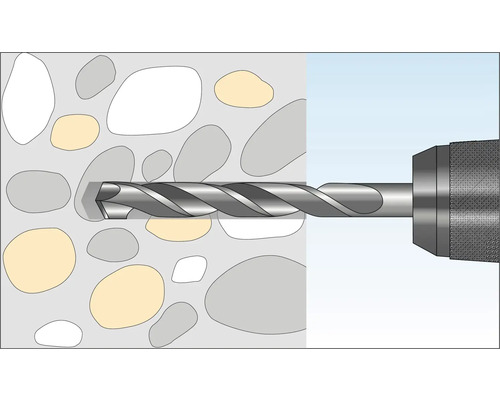 Bohrer bohrt in Mauerwerk