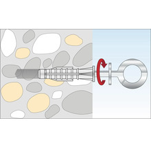 Illustration einer Befestigungstechnik mit Ringschraube in einer Wand